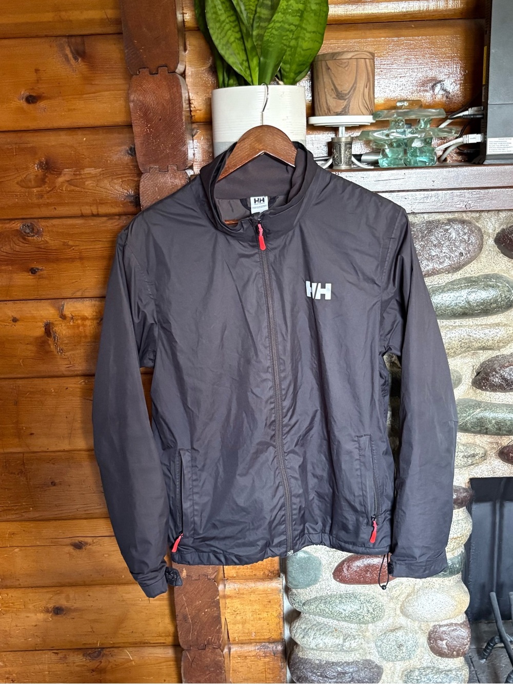 Helly Hansen Partial Fleece Lined Outdoor Jacket Windbreaker Men’s Small Black